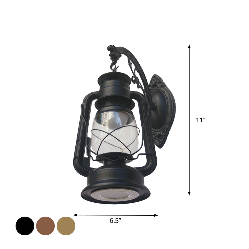 BowLift | 1-Light Kerosene Wall Mount Lighting Nautical Black/Copper/Bronze Clear Glass Wall Lights for Dining Room