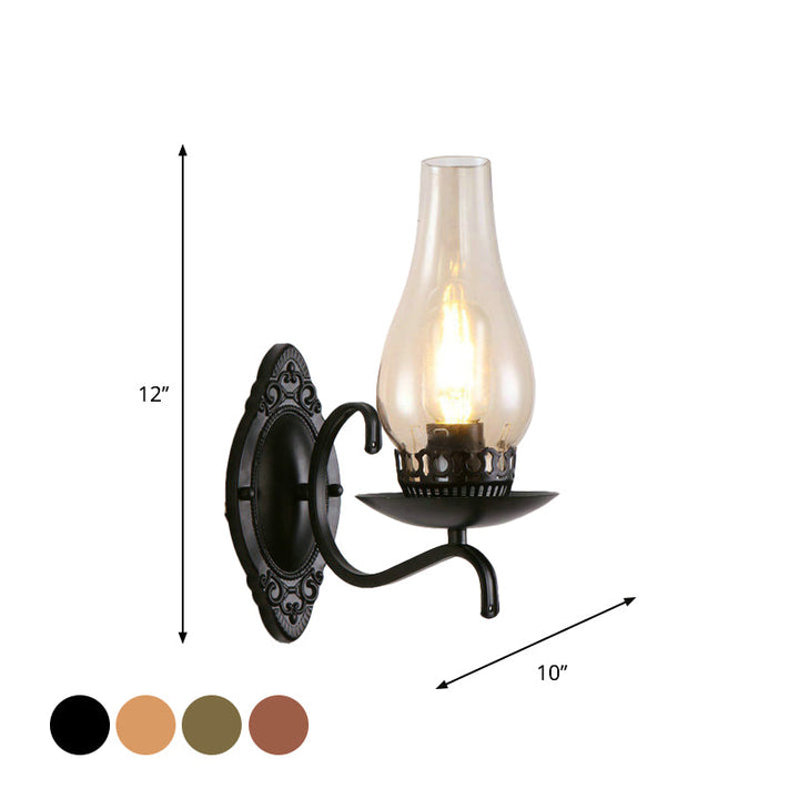 BowLift | Single-arm Wall Light Industrial Hall Wall Light with Kerosene Clear/Frosted Glass Shade in Copper/Bronze