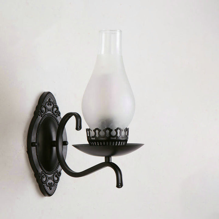 BowLift | Single-arm Wall Light Industrial Hall Wall Light with Kerosene Clear/Frosted Glass Shade in Copper/Bronze