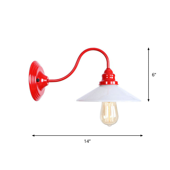 BowLift | Iron Red Wall Lighting Kit Gooseneck 1 Bulb Loft Style Wall Lighting with Cone/Sphere/Bell Clear Glass Shade