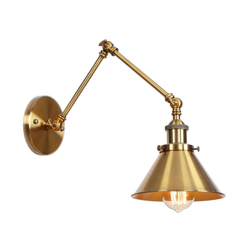 BowLift | Iron Brass Wall Lighting Scalloped/Horn/Cone Single 6"/8" Width Antique Wall Lamp with Swing Arm
