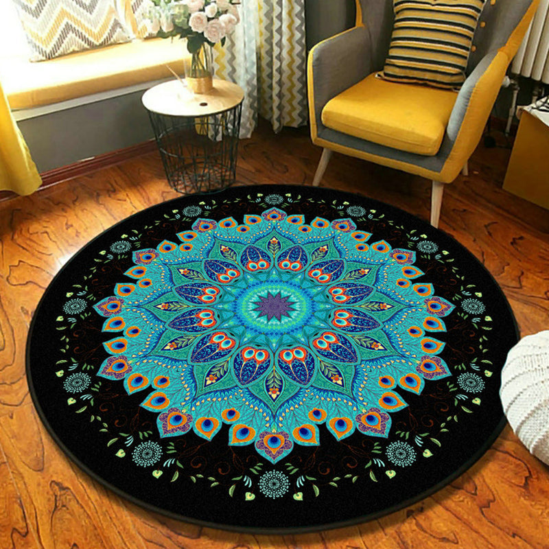 BowLift | Ethnic Moroccan Carpet Multicolor Mandala Rug non-slip backing stain-resistant rug for the guest room