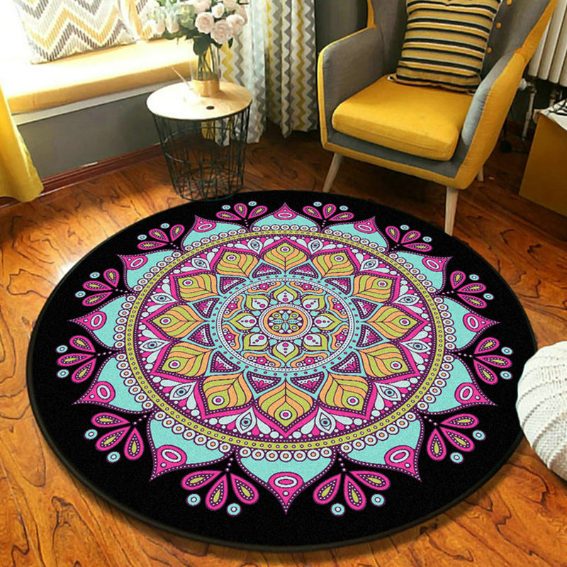 BowLift | Ethnic Moroccan Carpet Multicolor Mandala Rug non-slip backing stain-resistant rug for the guest room