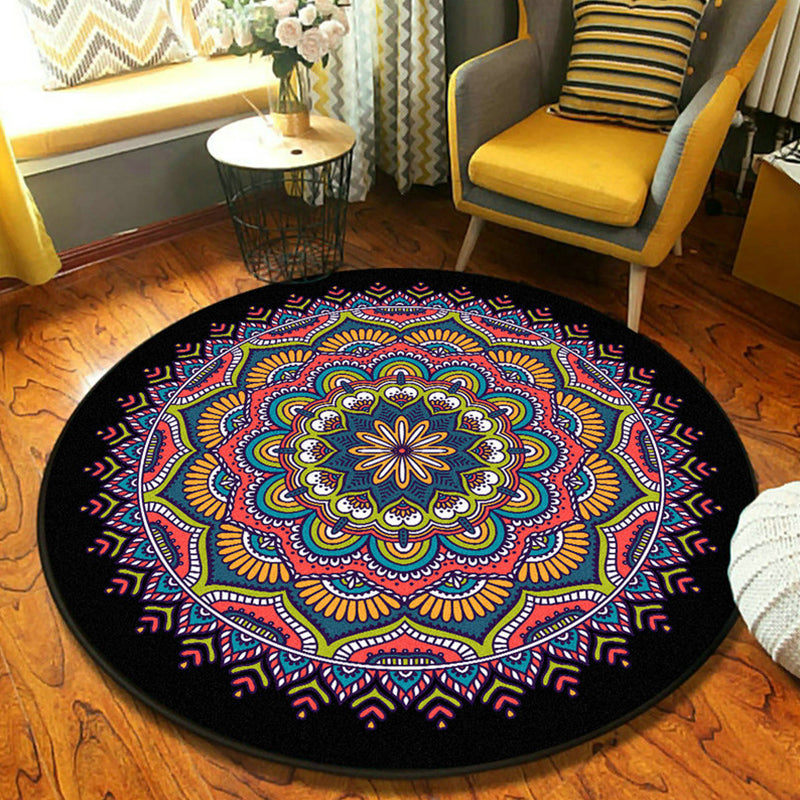 BowLift | Ethnic Moroccan Carpet Multicolor Mandala Rug non-slip backing stain-resistant rug for the guest room