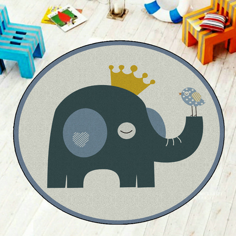 BowLift | Cartoon Kids Room Carpet Multi-Color Animals Carpet Polyester Washable Stain Resistant Non-Slip Bottom Carpet