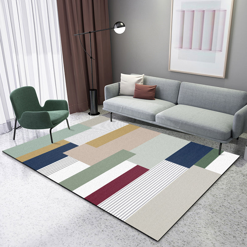 BowLift | Novelty Colorblock Area Rug Multicolor Polyester Rug Stain Resistant Non-Slip Carpet for the Living Room