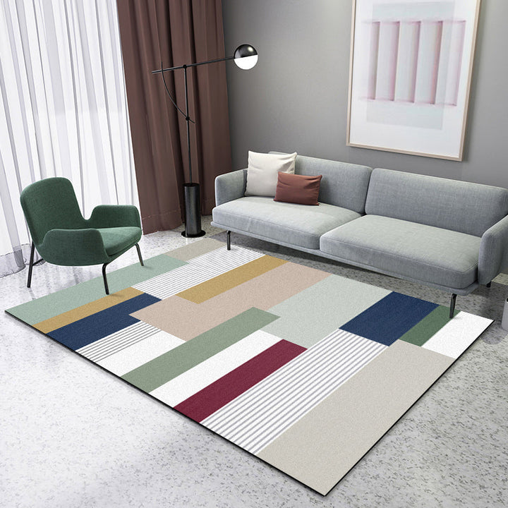 BowLift | Novelty Colorblock Area Rug Multicolor Polyester Rug Stain Resistant Non-Slip Carpet for the Living Room