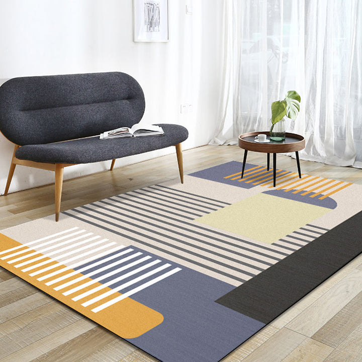 BowLift | Novelty Colorblock Area Rug Multicolor Polyester Rug Stain Resistant Non-Slip Carpet for the Living Room