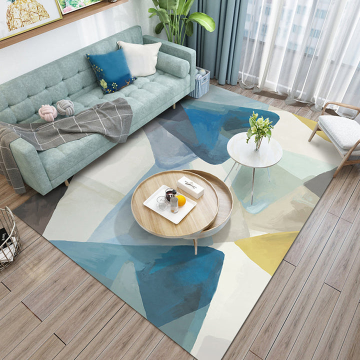 BowLift | Novelty Colorblock Area Rug Multicolor Polyester Rug Stain Resistant Non-Slip Carpet for the Living Room