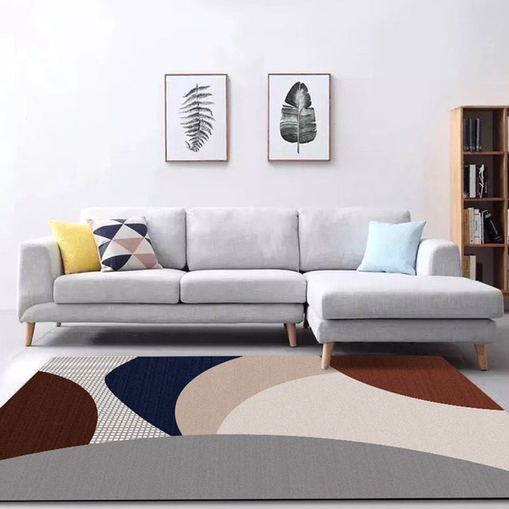 BowLift | Pastel Morandi Color Block Carpet Synthetic Nordic Area Rug Non-Slip Backing Easy Maintenance Rug for Home