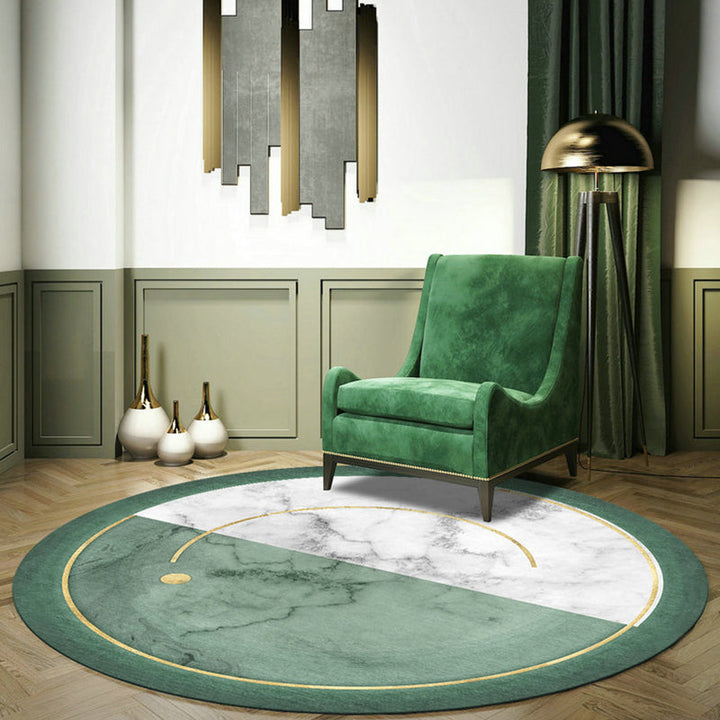 BowLift | Nostalgic Green Modern Carpet Polyester Color Block Area Rug Non-Slip Pet-Friendly Washable Rug for Room