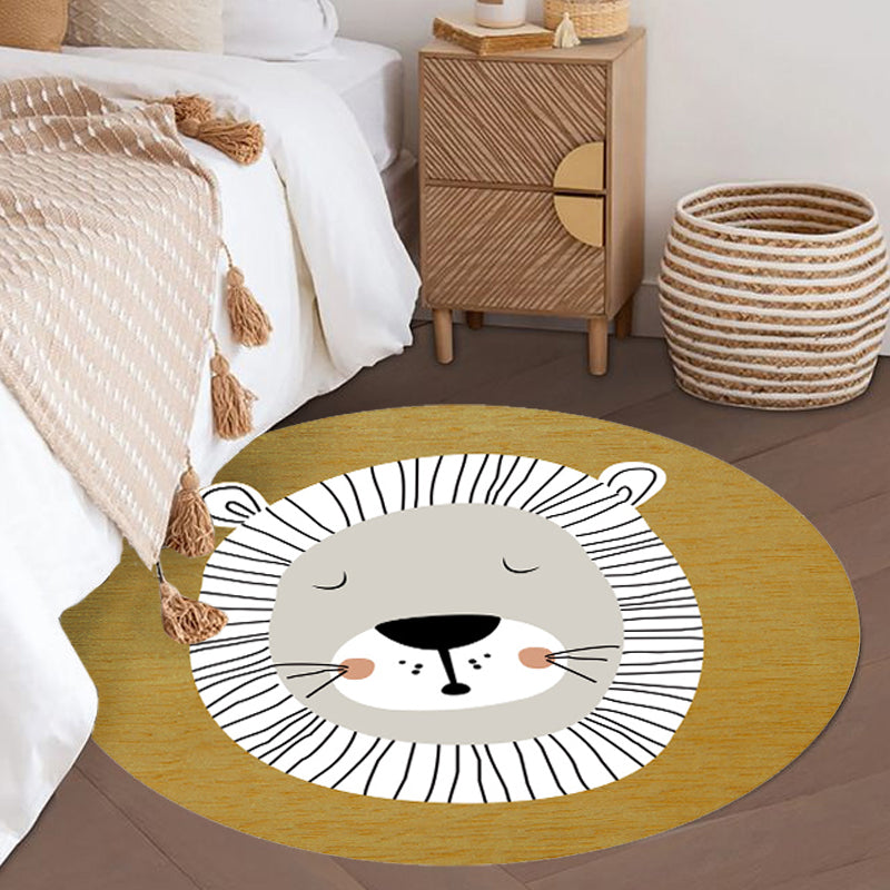 BowLift | Dark Color Cartoon Area Rug Synthetic Animal Head Carpet Stain Resistant Non-Slip Rug for Children's Room