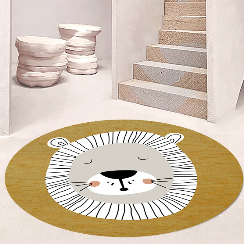 BowLift | Dark Color Cartoon Area Rug Synthetic Animal Head Carpet Stain Resistant Non-Slip Rug for Children's Room