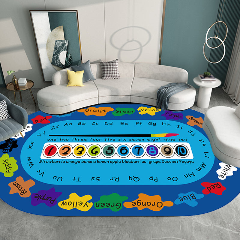 BowLift | Multicolor Kids Room Carpet Cartoon Alphabet Letters and Numbers Carpet Polyester Pet-Friendly Carpet