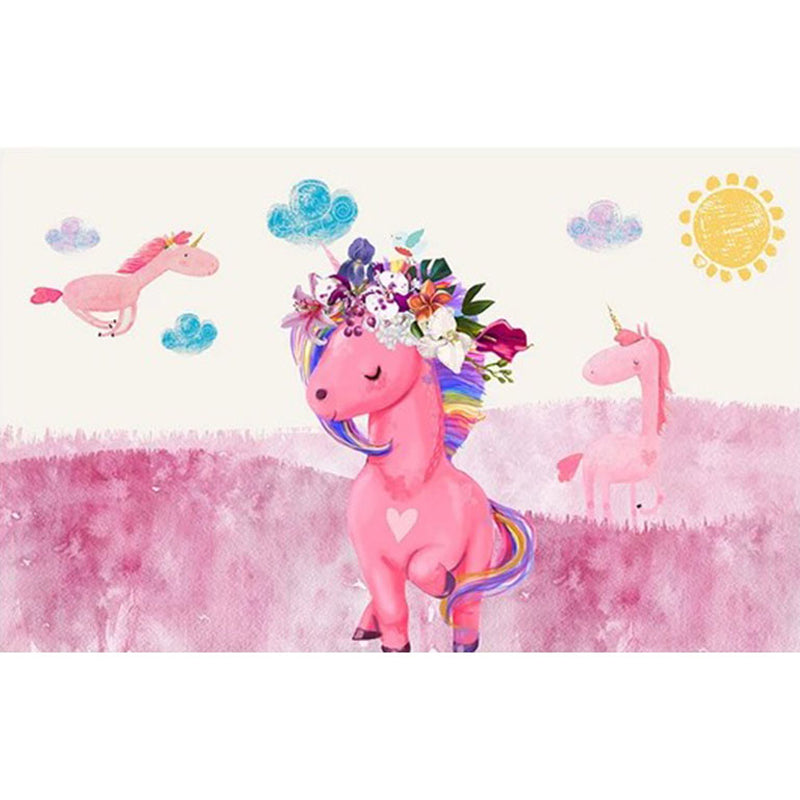 BowLift | Dreamy Fairy-Tale Area Rug Pastel Color Cartoon Carpet Polypropylene Stain-Resistant Carpet for Kids Room