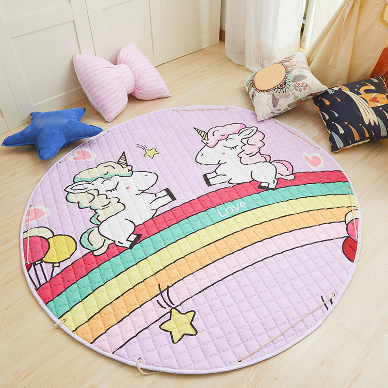 BowLift | Multi Color Animal Rug Cotton Cartoon Area Rug Non-Slip Easy Care Rug for Children's Room