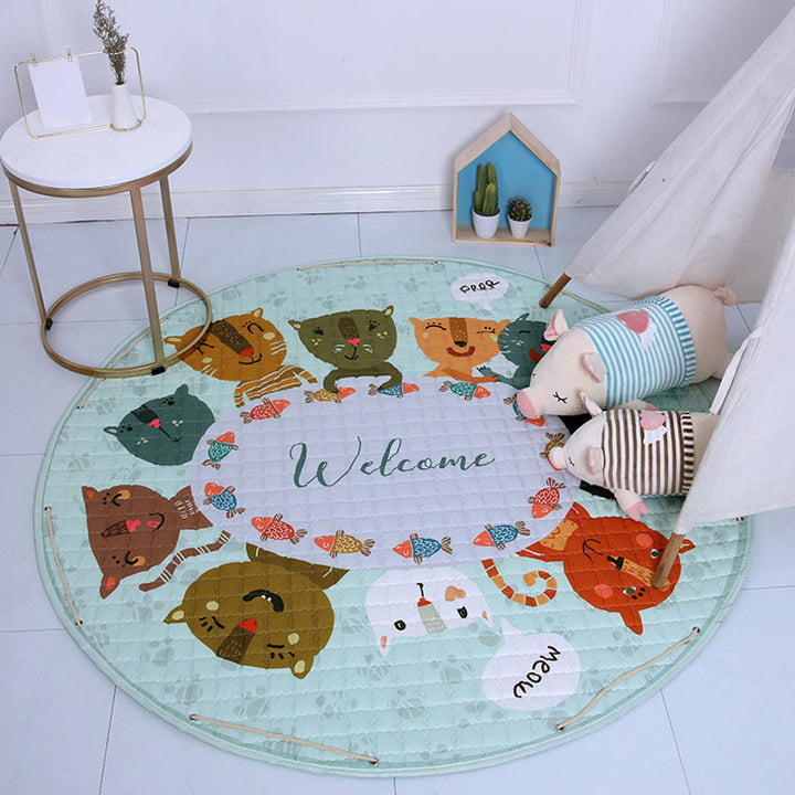 BowLift | Beautiful cartoon rug for indoors, multicolored animal pattern rug, washable, pet-friendly, non-slip rug for the children's room