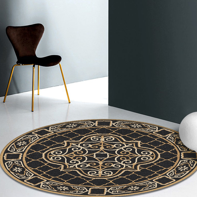 Moroccan medallion pattern rug Multi-colored polypropylene rug Non-slip backing Pet-friendly washable rug for the bedroom | Bowlift