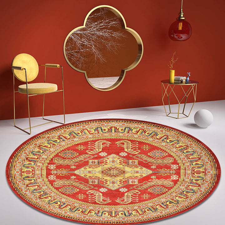 BowLift | Moroccan Medallion Pattern Rug Multi Color Polypropylene Rug Non-Slip Backing Pet-Friendly Washable Rug for Bedroom