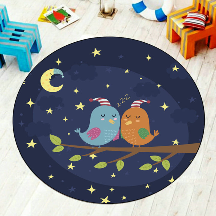 BowLift | Multi-Colored Children's Room Rug Cartoon Starry Sky Animal Carpet Polypropylene Non-Slip Indoor Rug
