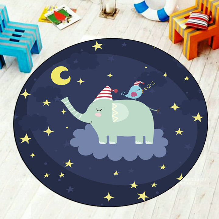 BowLift | Multi-Colored Children's Room Rug Cartoon Starry Sky Animal Carpet Polypropylene Non-Slip Indoor Rug