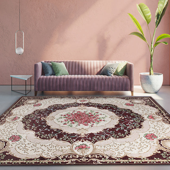 BowLift | Blossom Pattern Carpet Polyester Retro Carpet Anti-Slip Carpet Machine Washable Indoor Carpet for Bedroom