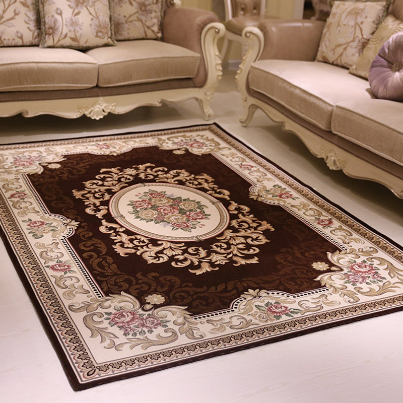 BowLift | Multicolored floral pattern rug Polyester retro rug non-slip backing pet-friendly washable rug for the living room