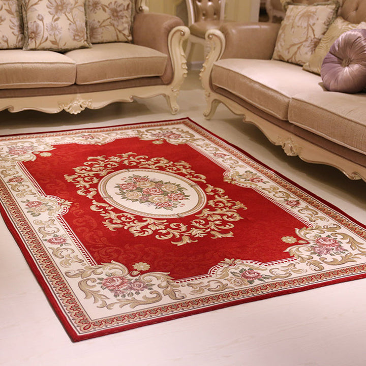 BowLift | Multicolored floral pattern rug Polyester retro rug non-slip backing pet-friendly washable rug for the living room