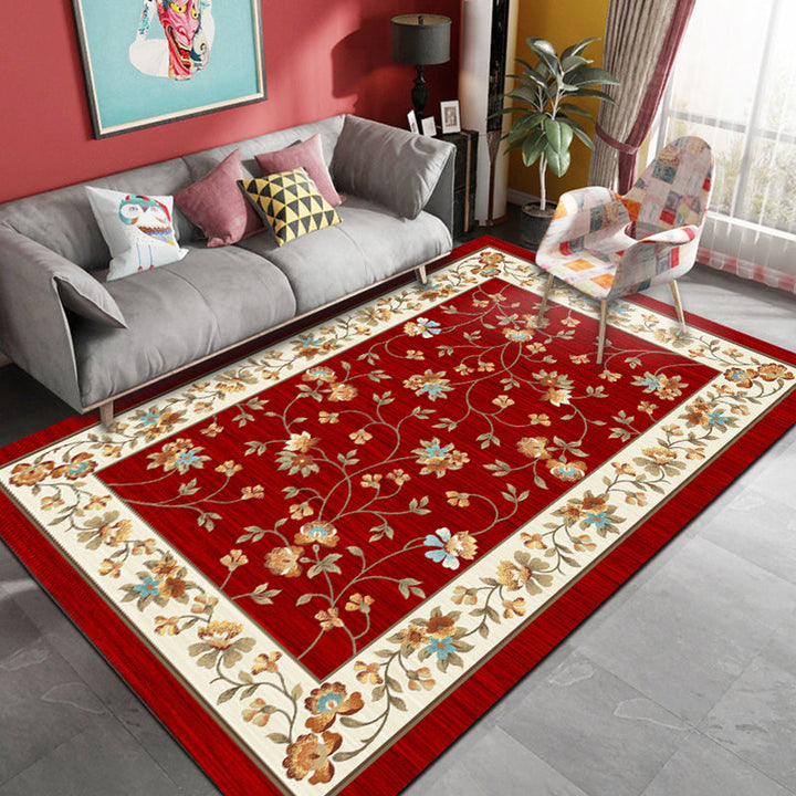 BowLift | Unique Vintage Rug Polyester Floral Pattern Rug Washable Pet-Friendly Non-Slip Back Rug for Bedroom