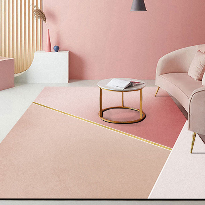 BowLift | Modern Abstract Carpet Pink Polyester Area Rug Pet Friendly Washable Non-slip Back Area Rug for Living Room