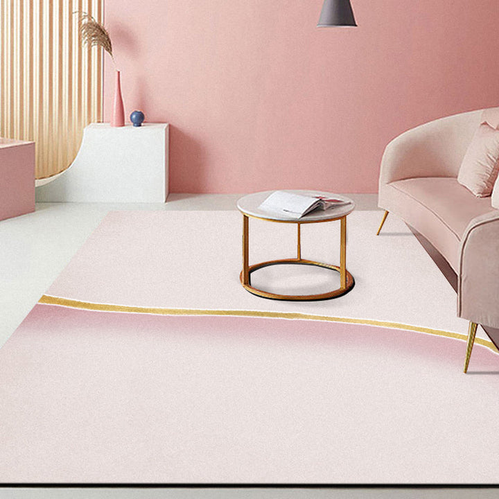 BowLift | Modern Abstract Carpet Pink Polyester Area Rug Pet Friendly Washable Non-slip Back Area Rug for Living Room