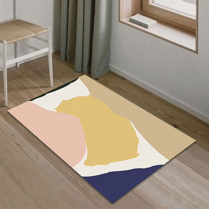 BowLift | Creative Multicolor Color Block Area Rug Polyester Simple Area Rug Pet Friendly Washable Non-Slip Rug for Living Room