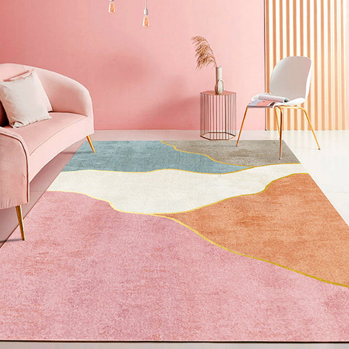 BowLift | Novelty Style Colorful Area Rug with Color Block Design Pet Friendly Polyester Rugs for Room