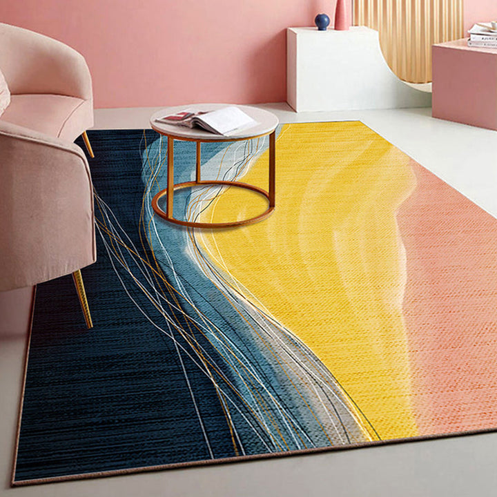 BowLift | Novelty Style Colorful Area Rug with Color Block Design Pet Friendly Polyester Rugs for Room