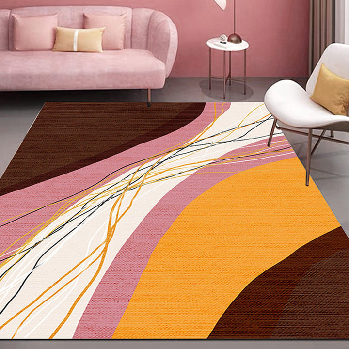 BowLift | Novelty Style Colorful Area Rug with Color Block Design Pet Friendly Polyester Rugs for Room