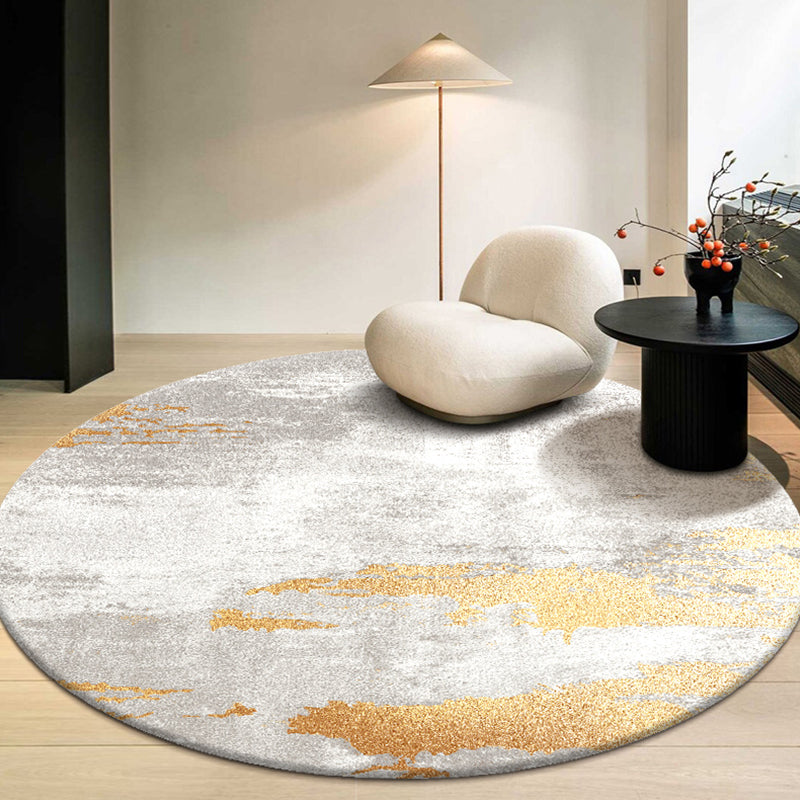 BowLift | Multicolor Industrial Style Round Rug Polyester Rug for the Living Room with Cement Pattern Pet-Friendly Rugs