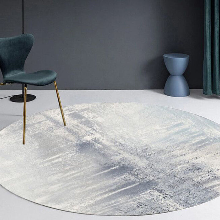 BowLift | Multicolor Industrial Style Round Rug Polyester Rug for the Living Room with Cement Pattern Pet-Friendly Rugs
