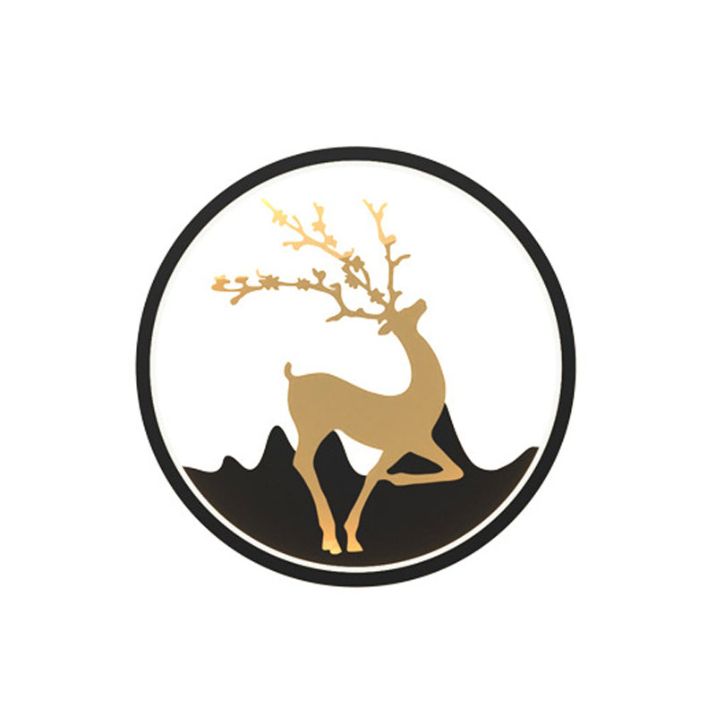 BowLift | Deer Wall Lamp Nordic Metallic Black/White-Gold LED Circle Wall Light in Warm/White Light for Bedroom