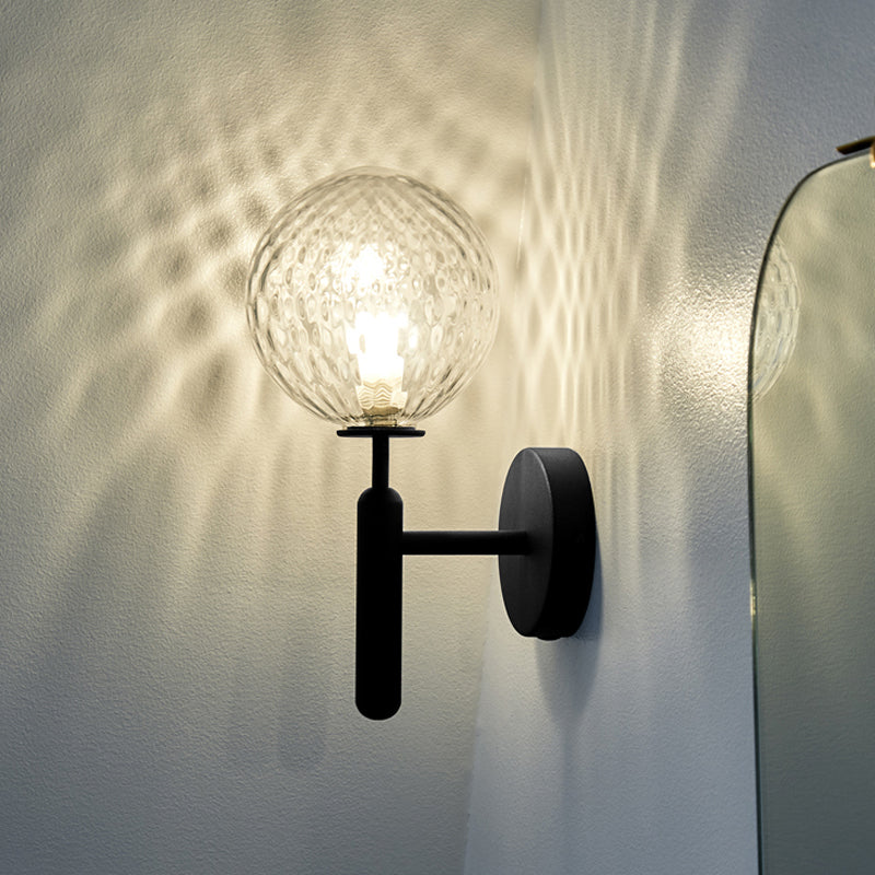 BowLift | 1-Light Nightstand Wall Lamp Simple Black Wall-Mounted Light Fixture with Ball White/Clear Water Glass Shade