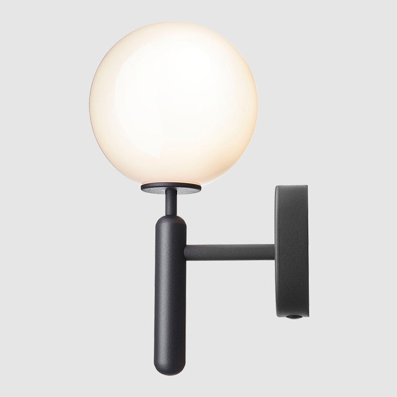 BowLift | 1-Light Nightstand Wall Lamp Simple Black Wall-Mounted Light Fixture with Ball White/Clear Water Glass Shade