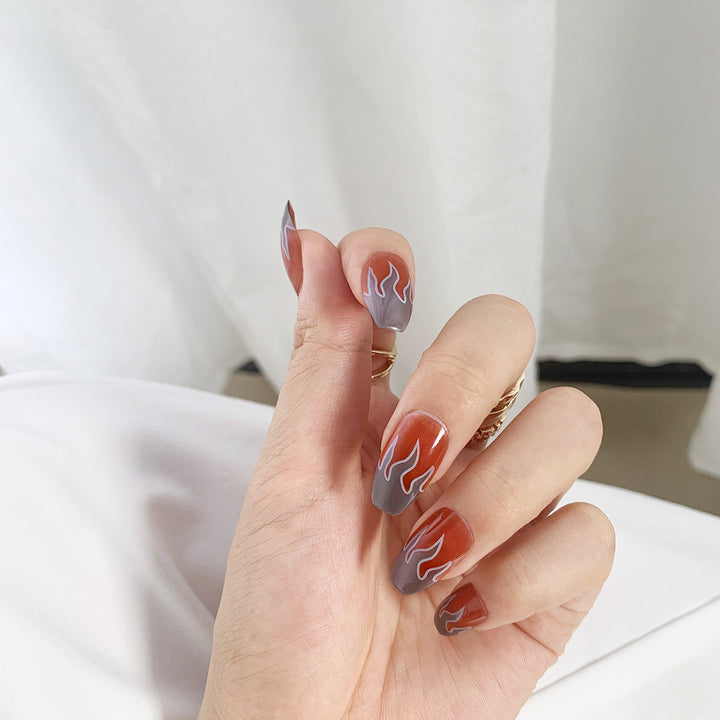 Artificial Nail Art with Fire Design Bowlift
