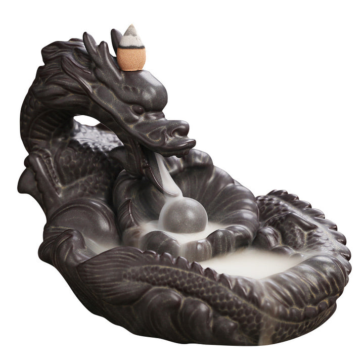 Ornate Dragon Theme Waterfall Incense Burner