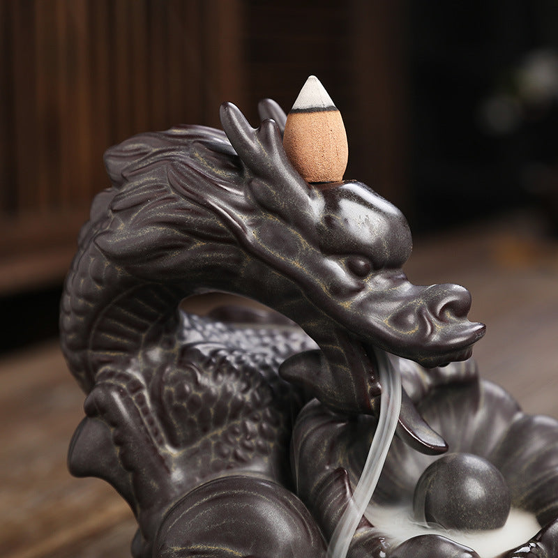 Ornate Dragon Theme Waterfall Incense Burner