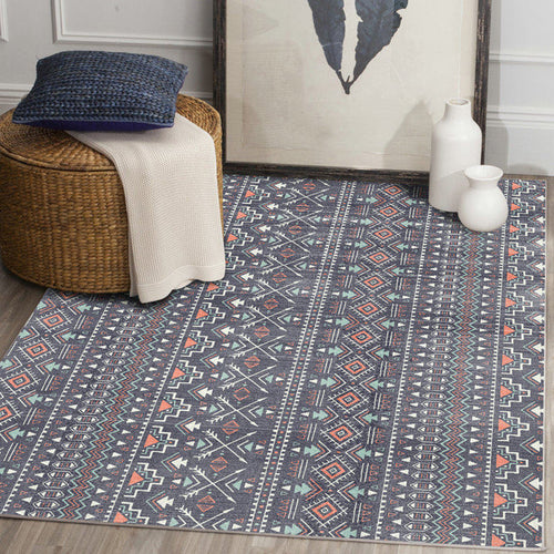 BowLift | Indian Tribal Indoor Carpet Striped Diamond Geometric Synthetic Stain Resistant Power Loom Area Rug for Living Room