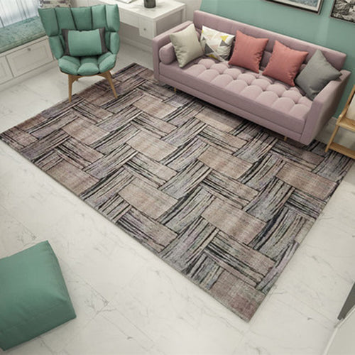 BowLift | Novelty Living Room Rug in Brown Rectangular Print Rug Polyester Washable Rug