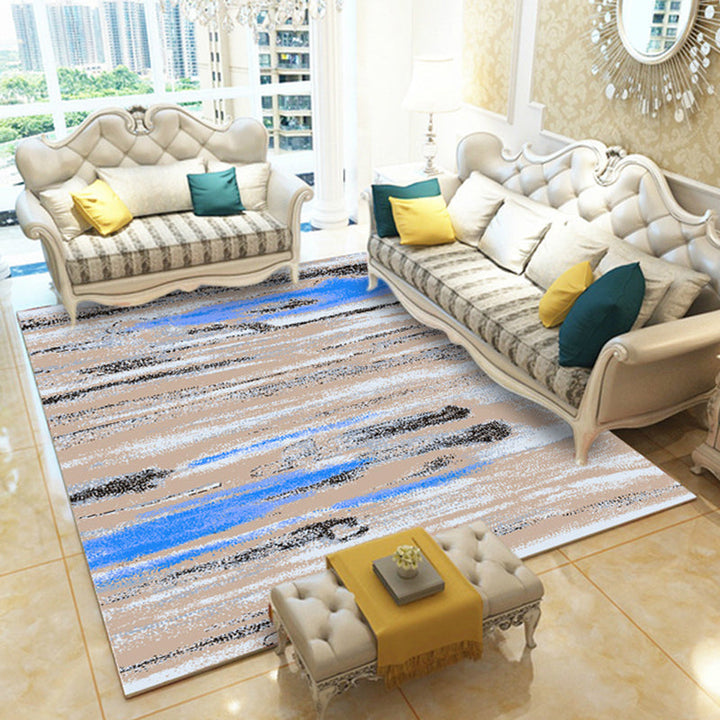 Creative abstract patterned rug grey and blue modern rug polyester washable non-slip backing rug for the living room | Bowlift