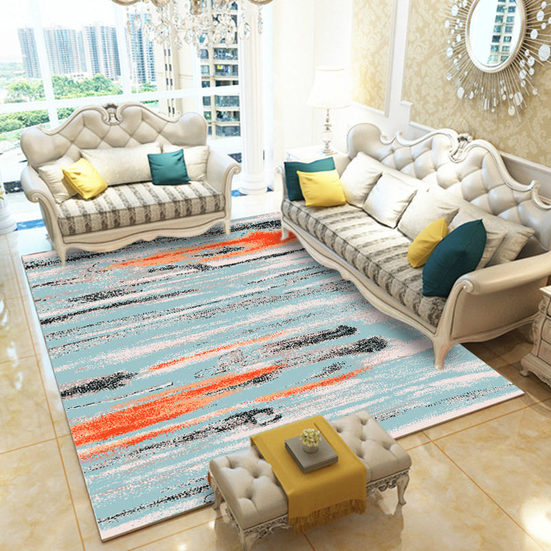 Creative abstract patterned rug grey and blue modern rug polyester washable non-slip backing rug for the living room | Bowlift