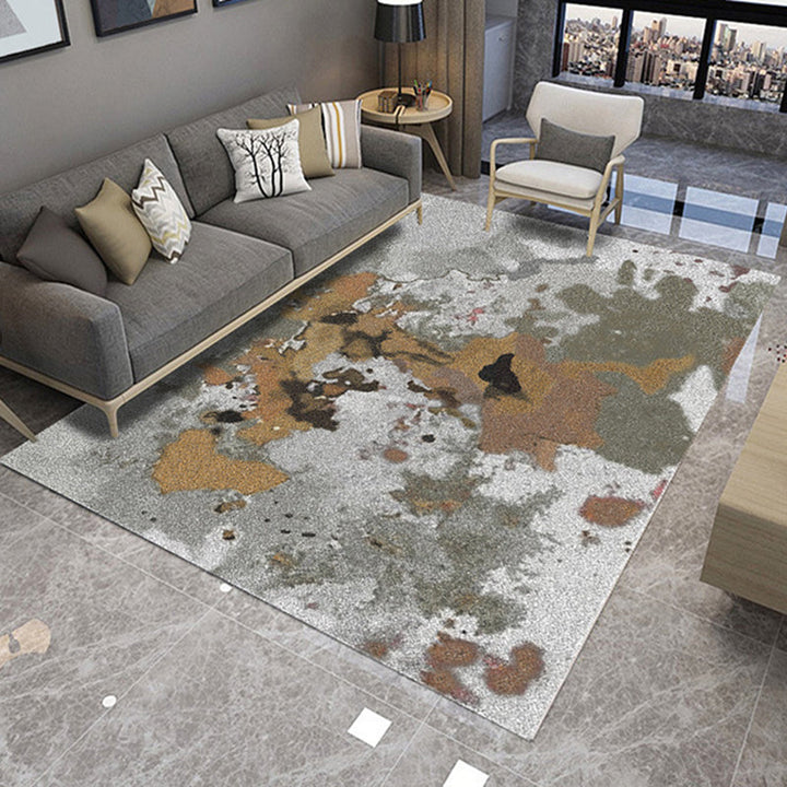 Brown and Gray Casual Carpet Polyester Abstract Print Carpet Washable Carpet for Living Room | Bowlift