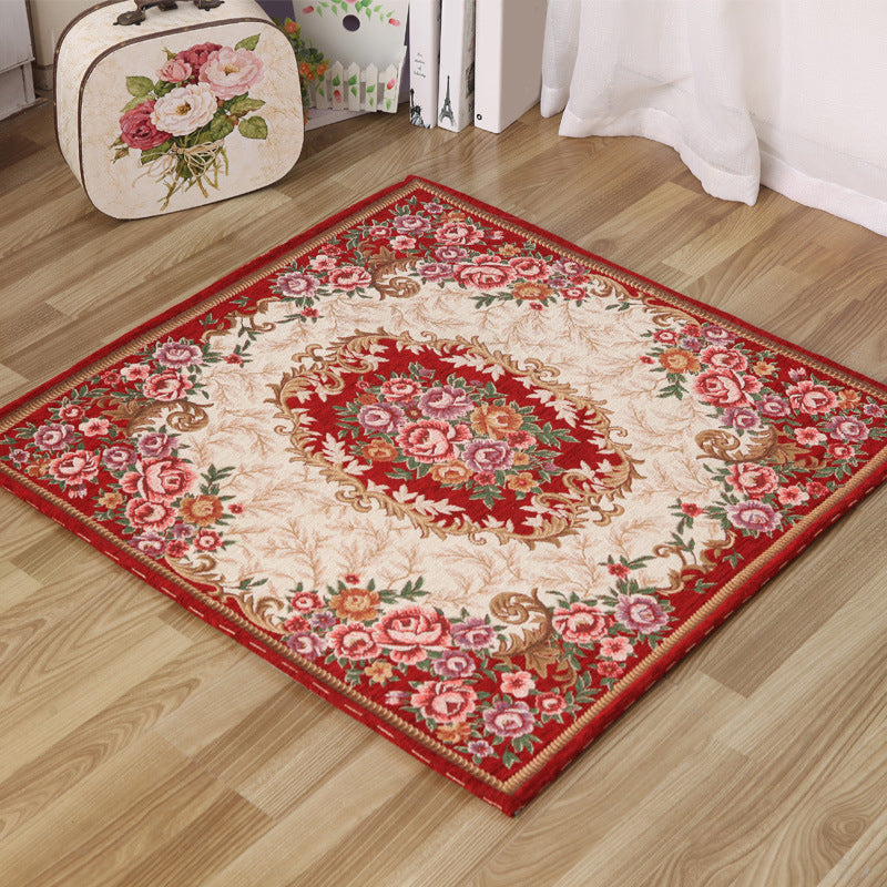 BowLift | Moroccan Living Room Rug in Ivory Floral Print Pattern Rug Acrylic Non-Slip Machine Washable Rug