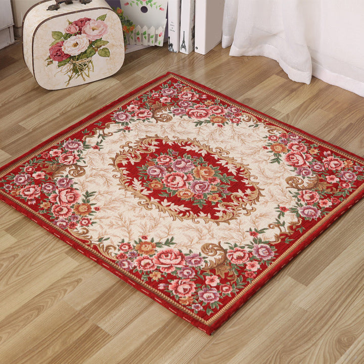 BowLift | Moroccan Living Room Rug in Ivory Floral Print Pattern Rug Acrylic Non-Slip Machine Washable Rug